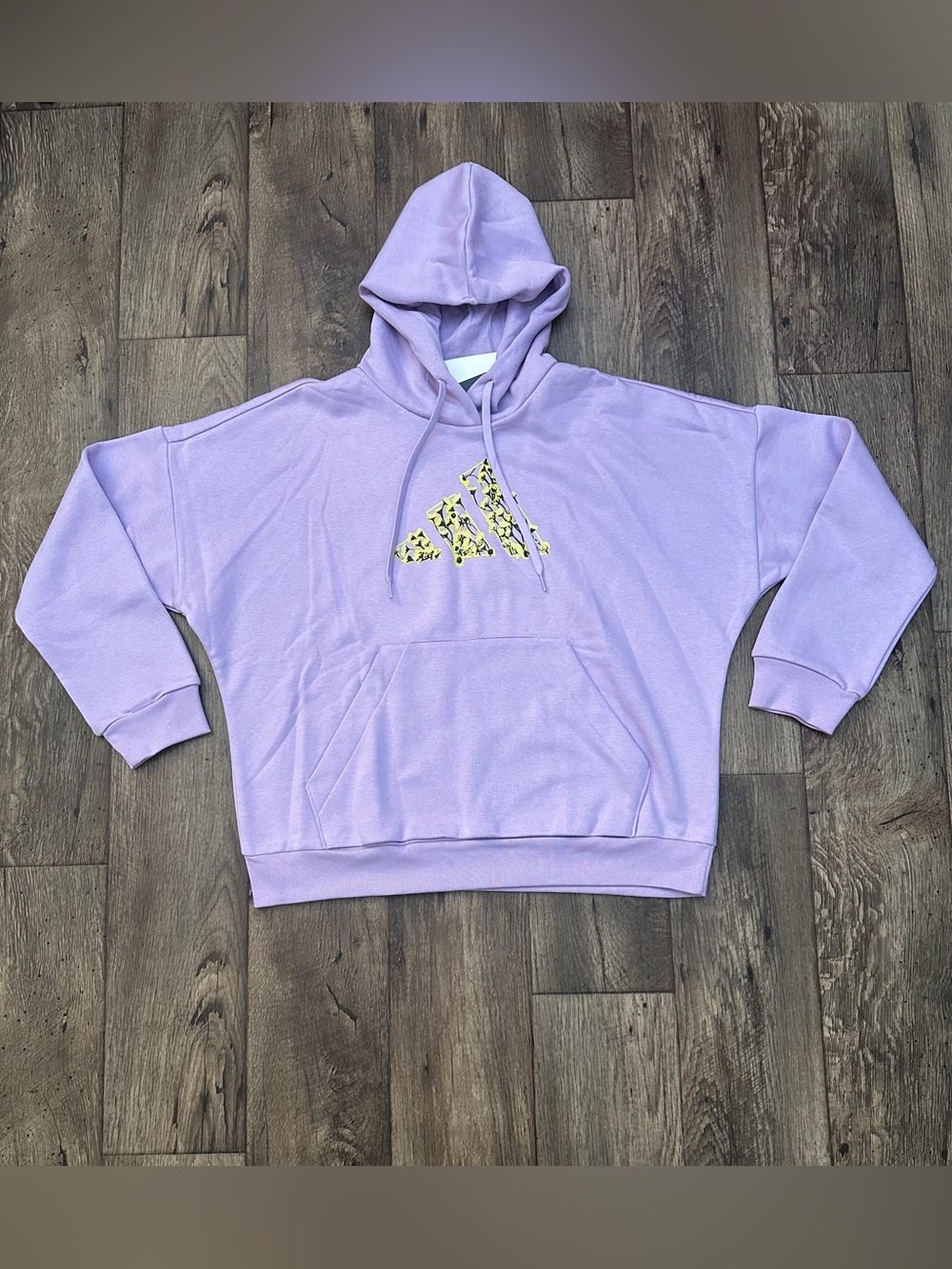 Adidas Multi Sport Yellow Floral Logo Hoodie Women’s Size XL Purple